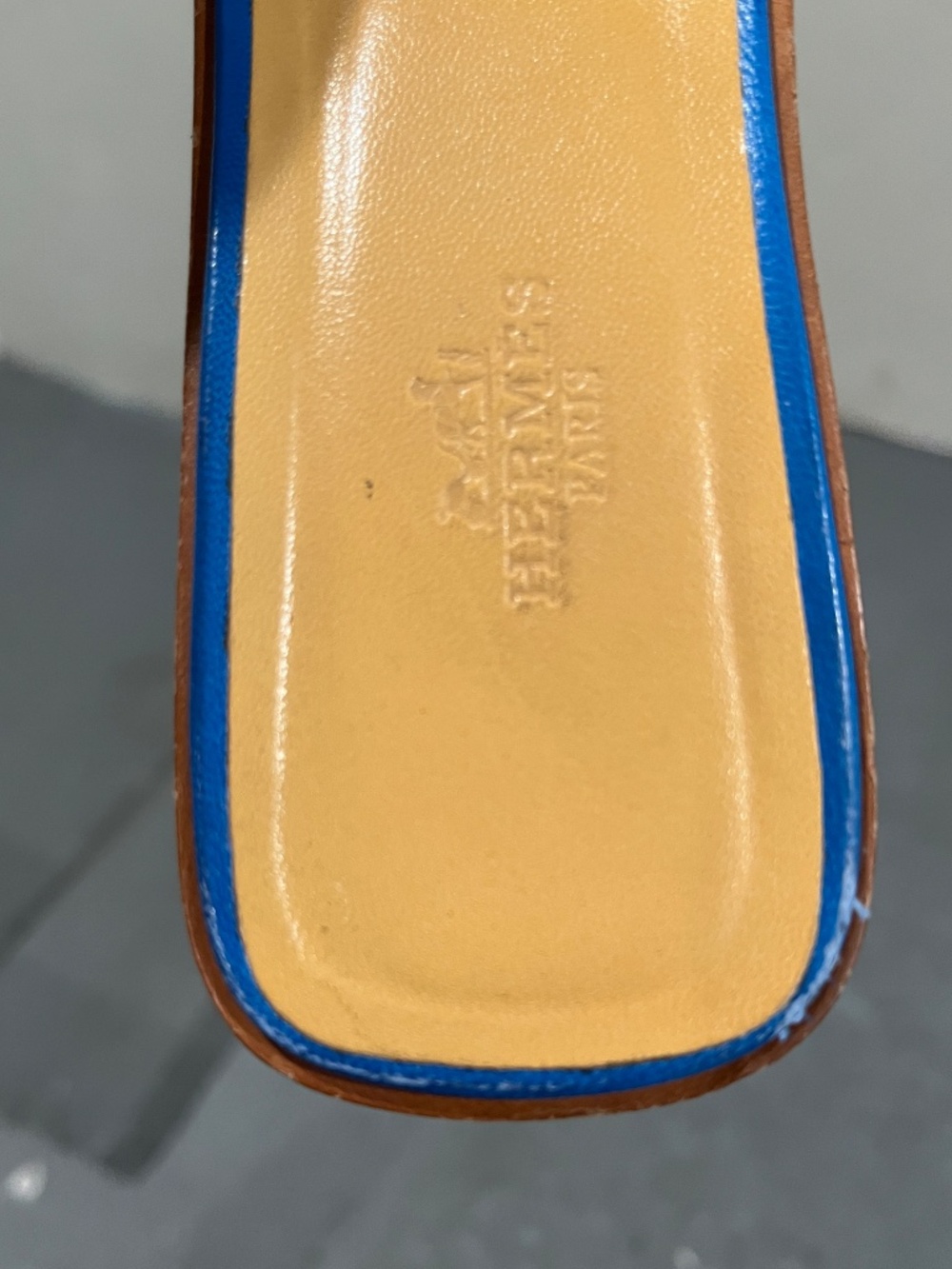 BLUE Hermes ORAN Slide sandals 38.5 Women Made in Italy - Picture 3 of 10